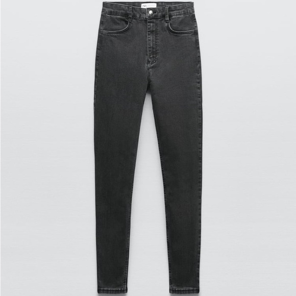 NEW Zara High Rise Skinny Leg Super Elastic TRF Grey Denim Jeggings Jeans - Picture 6 of 9